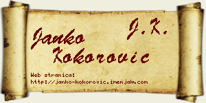 Janko Kokorović vizit kartica